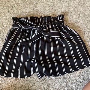 Black and white striped shorts